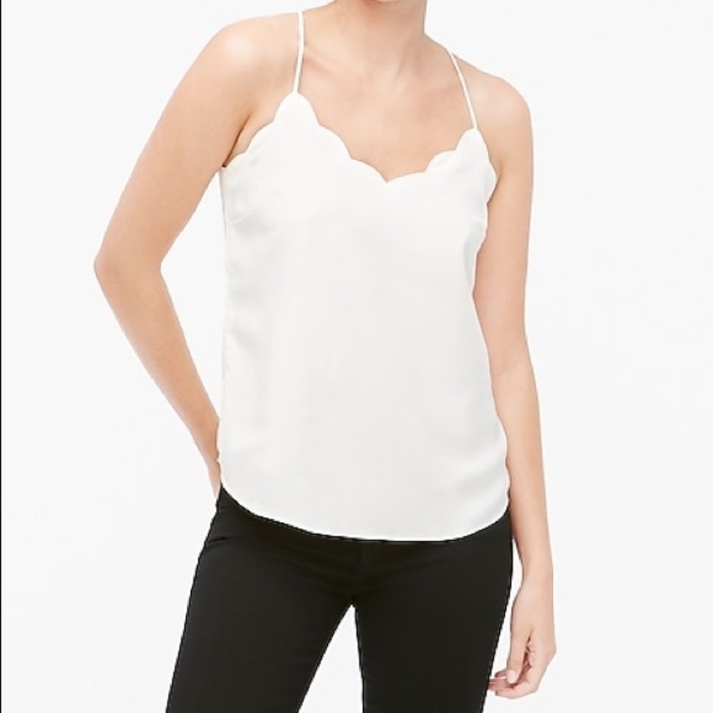 J. Crew Scalloped Cami Camisole Top, Off-white, size 8